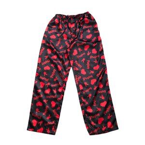 PLAYBOY Mens Size Medium Pull On Red Black Logo Pajama PJ Lounge Pants